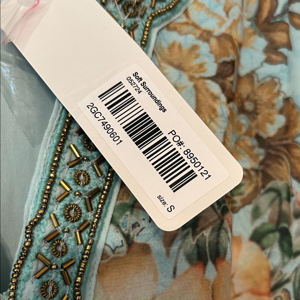Soft Surroundings Blue Floral Paisley Maxi Dress with Embroidered V-Neck - Picture 2 of 2